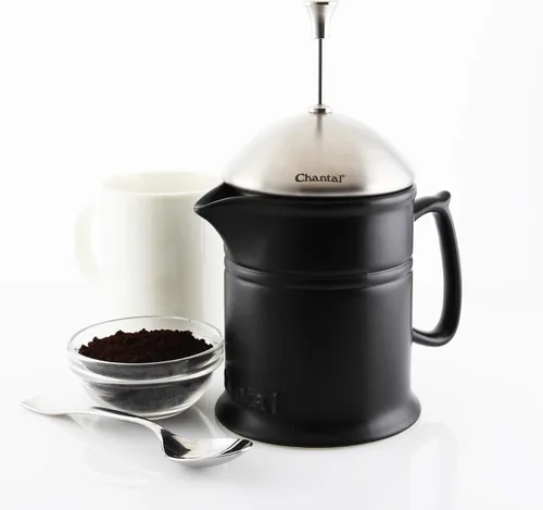 Vista 9 de Chantal Prensa francesa de gres con émbolo y tapa de acero inoxidable, capacidad de 16 onzas, negro mate Mate negro