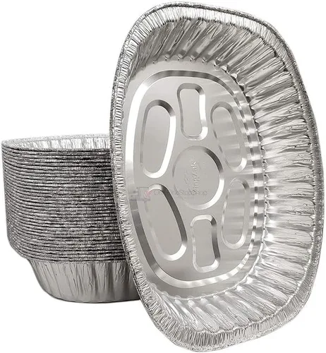 Vista 3 de Bandeja de aluminio ovalada extragrande desechable y duradera para el Día de Acción de Gracias - 100% reciclable: perfecto para, hornear y asar: 15