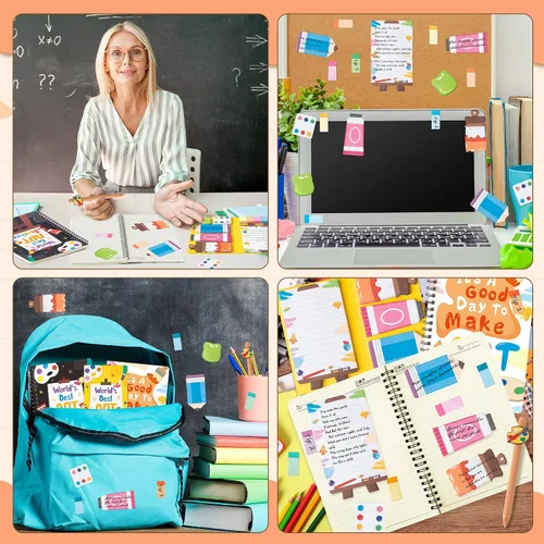 Vista 6 de B1ykin Juego de Regalo de Papelería - 3 Piezas Cuaderno Notas Adhesivas, Cuadernos Espirales A5 y 550 Hojas Notas Adhesivas Lindas con Kit