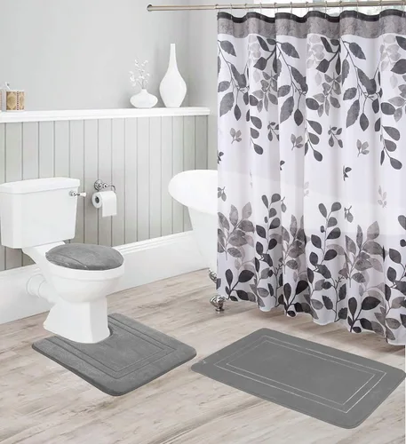 Vista 6 de Kids Zone Home Linen - Juego de accesorios de baño de 16 piezas: tapete de ducha antideslizante, tapete de pie de sanitario antideslizante, tapa