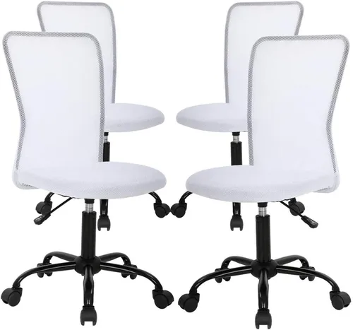 Vista 11 de Silla de oficina, silla de computadora con soporte lumbar, ergonómica, respaldo medio, malla ajustable, altura ajustable, silla giratoria sin