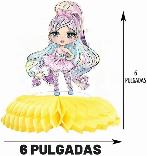 Vista 3 de Centros de mesa de panal para muñecas, 5 piezas de decoración de mesa para fiesta de cumpleaños de niñas, baby shower, suministros temáticos