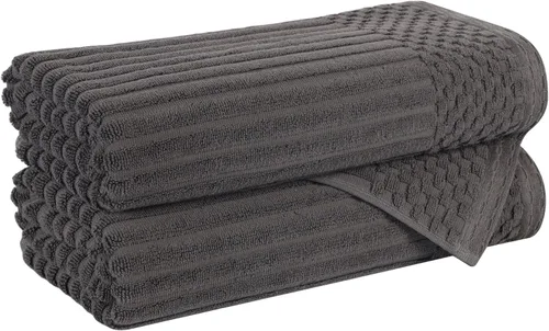 Vista 155 de Superior Juego de 6 toallas de algodón sólido y acanalado, toallas de cara de 13 x 13 pulgadas, toallas de mano de 16 x 28 pulgadas, toallas de baño
