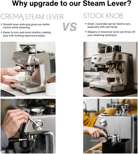 Vista 5 de Productos de café CREMA Palanca de vapor de repuesto para máquinas de espresso Breville Diseño ergonómico de acero inoxidable Compatible