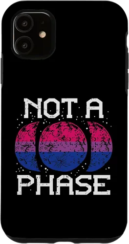 Vista 5 de Funda de regalo LGBTQ para iPhone 14 Not A Phase Bisexual Pride Moon Funny Bi Flag Pun