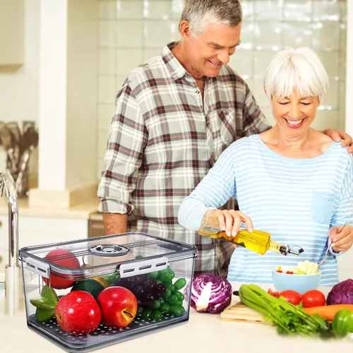 Vista 9 de Hemoton Contenedor de alimentos frescos con temporizador, caja de almacenamiento de alimentos transparente para frutas y panes, organizador de gran
