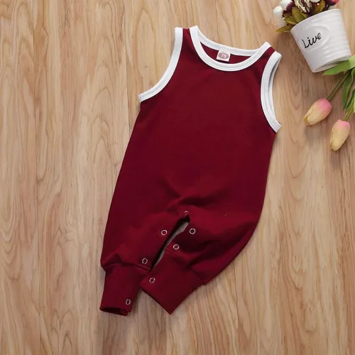 Vista 9 de Mameluco básico de una pieza de color sólido para bebés y niñas