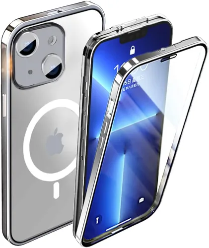 Vista 13 de Funda para iPhone 14 Cubierta de hebilla de doble cara Cubierta de pantalla y cámara Cubierta protectora de parachoques de metal Funda transparente