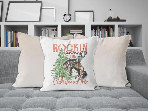 Vista 3 de Decoración navideña occidental: fundas de almohada de 18 x 18 pulgadas para dormitorio y sofá, decoración de árbol