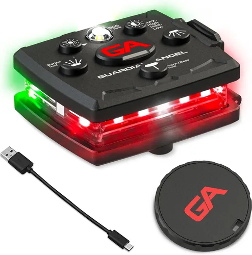 Vista 8 de Guardian Angel, Micro Series - Luces de seguridad, (Frente completamente blanco y parte trasera roja) Linterna LED recargable, magnética