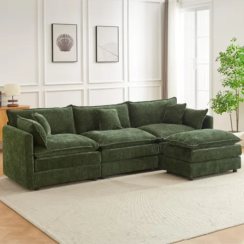 Vista 25 de Sofá modular seccional, juego de sofá en forma de L de 77 pulgadas con reposabrazos, cómodos sofás de nube de 2 plazas para sala de estar