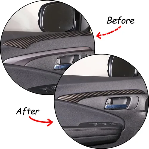 Vista 4 de 2 piezas de tira decorativa interior para puerta delantera para Honda Pilot 2016 2017 2018 2019 2020 2021 2022, protector de pegatina para panel