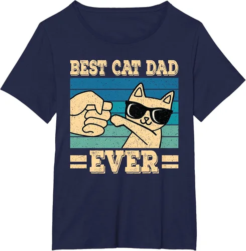 Vista 26 de Best Cat Dad Ever Vintage Funny Cat Lover Retro Men T-Shirt Asphalt Grey
