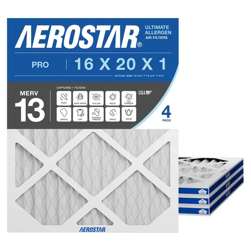Vista 9 de Aerostar MERV 8 de 16 x 20 x 1 - 4 unidades - Filtros plisados para HVAC, horno y aire acondicionado - Elimina el polvo, la pelusa, el moho
