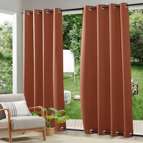 Vista 20 de RYB HOME Cortinas resistentes al viento para exteriores, cortinas opacas impermeables con aislamiento térmico para patio, porche, glorieta, pérgola