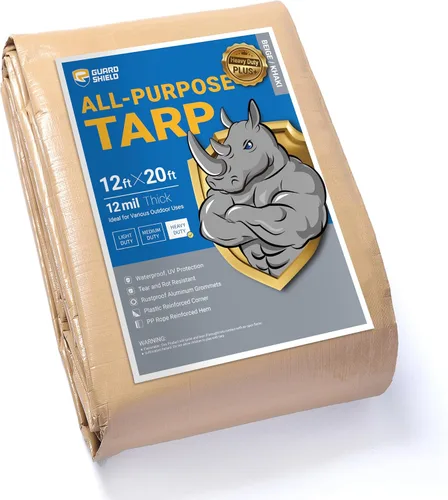 Vista 58 de GUARD SHIELD Lonas resistentes impermeables beige Plus + 8 x 10 pies grandes de 12 mil Lona para exteriores bronceada con ojales, plástico