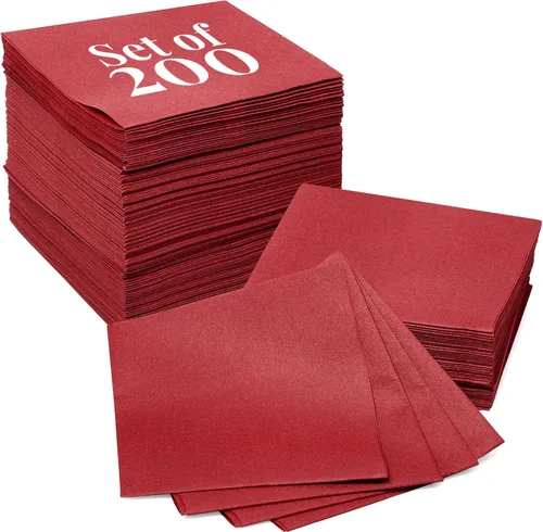 Vista 13 de Prestee Servilletas rojas para mesa, desechables, toallas de mano de papel suaves y absorbentes para cenas y todo tipo de eventos, servilletas