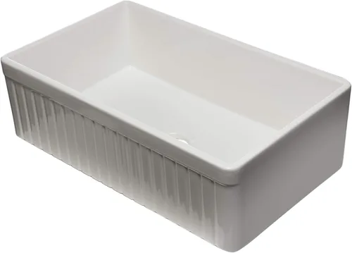 Vista 3 de ALFI brand AB532-W Fregadero de granja de arcilla refractaria de arcilla refractaria de un solo tazón blanco de 33 pulgadas