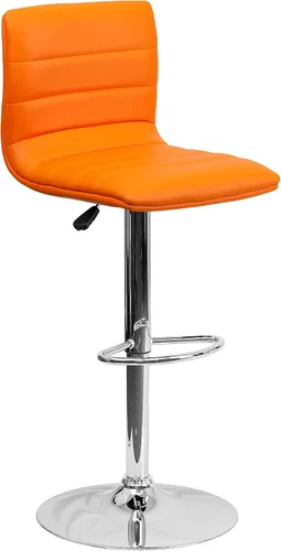 Vista 11 de Flash Funiture silla de bar ajustable con base cromada, Vinilo, Gris