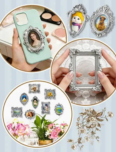 Vista 5 de 20PCS Mini Vintage Vintage Resina Marco (Plata)