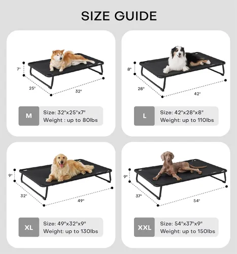 Vista 6 de MADE 4 PETS Cama elevada y refrescante para perros pequeños y medianos: cuna elevada para mascotas con malla transpirable, patas antideslizantes