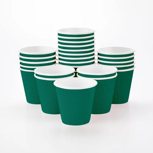Vista 54 de Tazas para café de papel aislado, pared ondulada, kraft, 12 onzas - Caja de 25 unidades - tapas a juego: RWA0360B, RWA0360W, RWA0328LG, RWA0328GR