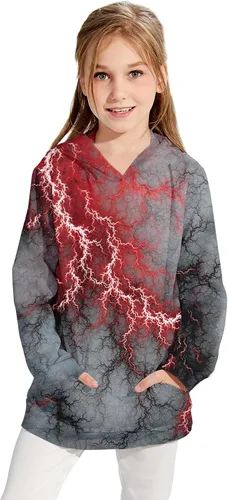 Vista 4 de Goodstoworld Sudadera con capucha y bolsillos de forro polar cálido con gráficos 3D para niños y niñas, talla 5-16 años
