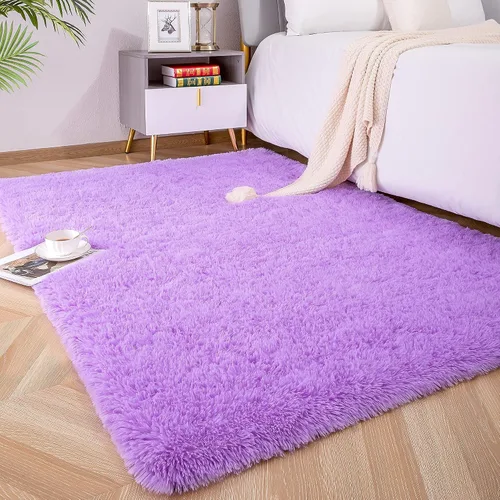 Vista 34 de Foxmas Alfombras de Área Suaves y Esponjosas para Dormitorio, Habitación de los Niños, Alfombra de Guardería de Felpa Peluda, Alfombras Peludas
