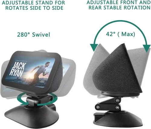 Vista 3 de Soporte para Echo Show 5 (3ª generación) y teléfono celular, soporte de altavoz inteligente de altura ajustable, base magnética antideslizante