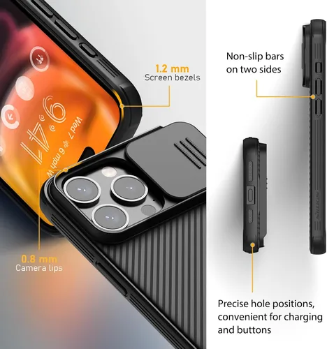 Vista 4 de Nillkin Funda magnética para iPhone 15 Pro Max con cubierta para cámara, CamShield Pro 15 Pro Max 5G Case 6.7 pulgadas, color negro