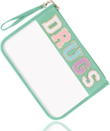 Vista 11 de Regalos de Apreciación para Profesores TEACH Bolso de Maquillaje de Chenilla con Letras, Bolso Transparente de PVC con Monograma y Cremallera