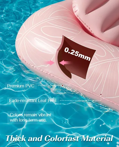 Vista 4 de HeySplash Inflatable Tanning Pool Lounger Float, Suntan Tub for Adults A-Pink Leaf L