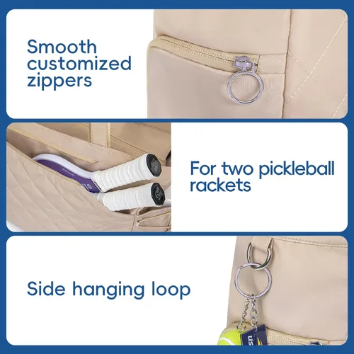 Vista 11 de KAVIGOR Bolsa de tenis con compartimento para zapatos - Bolsa extragrande acolchada para pickleball con capacidad para 2-4 raquetas, resistente al