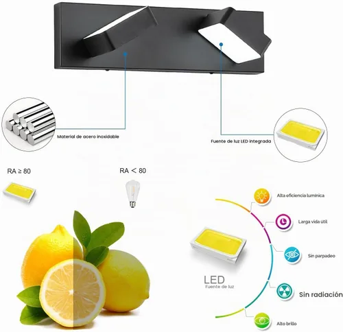 Vista 2 de Lámparas LED modernas de 2 luces LED para tocador de baño (15.5 pulgadas, blanco frío 6000 K), accesorios de iluminación de pared de baño