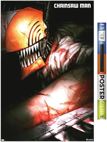 Vista 13 de Trends International Chainsaw Man - Póster de pared con texto en inglés "Chainsaw Man", 22.4 pulgadas de largo x 14.7 pulgadas de ancho, versión