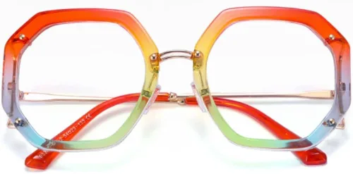 Vista 2 de Marco de gafas octágono geométrico irregular de 8 ángulos de inspiración vintage no óptico