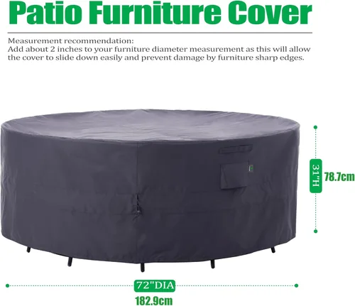 Vista 41 de F&J Outdoors Fundas para muebles de patio, impermeables, resistentes a los rayos UV, tela antidesgarros, cubierta para mesa de exterior, cubierta