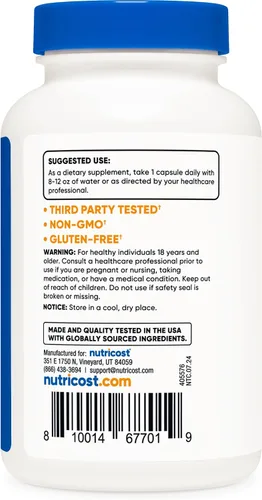 Vista 5 de Nutricost Citrato de potasio 99 mg, 240 cápsulas - Sin gluten, sin OMG