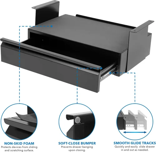 Vista 6 de Mount-It! Kit de cajón extraíble para debajo del escritorio con estante para laptop y tablet, organizador de almacenamiento de oficina, se monta