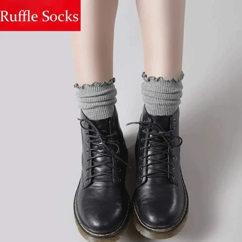Vista 19 de Mcool Mary Calcetines para mujer, con volantes, estilo casual, transpirables, de punto, de algodón, con volantes, paquete de 6