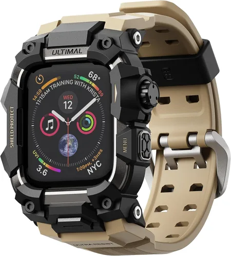 Vista 23 de ULTIMAL Funda Resistente con Correa para Apple Watch 44mm, Compatible con Apple Watch Series SE 3/SE 2/SE Generation/6/5/4, Funda Táctica Antigolpes