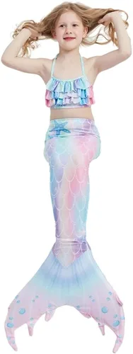 Vista 6 de Conjunto de traje de baño con cola de sirena para niñas, traje de baño de princesa