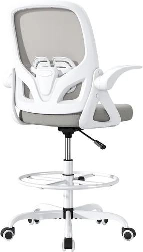 Vista 9 de ORRSAKER Silla de Dibujo Alta con Soporte Lumbar y Anillo Reposapiés, Silla de Escritorio Ergonómica Alta de Apoyo de Altura Extendida para Trabajo