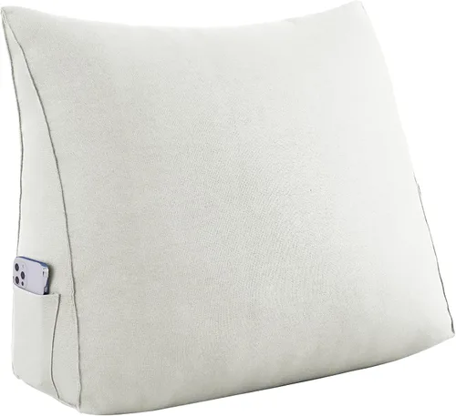 Vista 20 de Johnear Almohada triangular para cabecero, almohada de cuña de algodón y lino, almohada grande para respaldo de lectura para sofá y cama, soporte