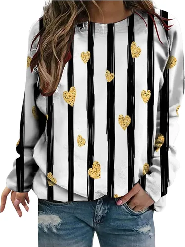 Vista 21 de Sudadera de manga larga con estampado de leopardo y corazón para mujer, para el día de San Valentín, sin botones, para niñas, regalos