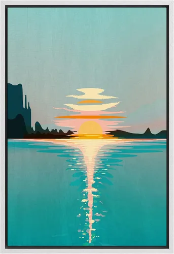 Vista 27 de SIGNFORD Lienzo enmarcado para pared, camino del desierto con cactus, naturaleza silvestre, ilustraciones modernas, arte decorativo, rústico