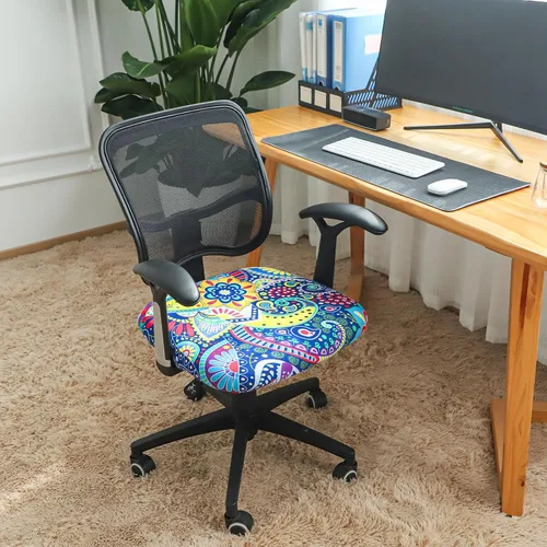 Vista 2 de Forcheer - Funda para asiento de silla de oficina 19x19 pulgadas, estirable impresa, funda pequeña ajustada para silla de escritorio de computadora