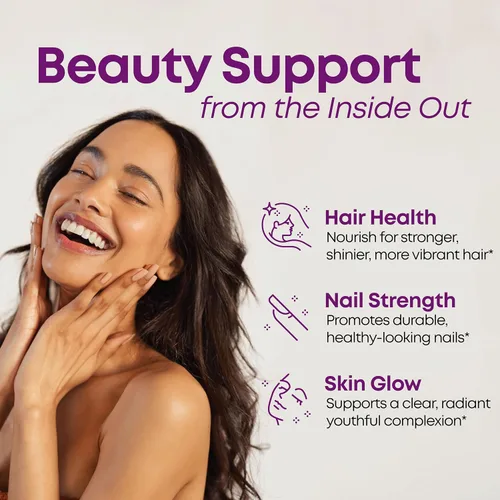 Vista 3 de Piel y uñas, soporte para el crecimiento del cabello, piel y uñas saludables, biotina, vitaminas B1, B2, B3, B6 y B7 + B1, apoya un cabello