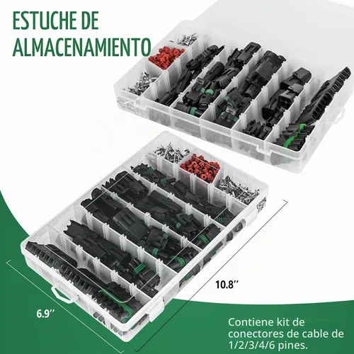 Vista 4 de 367 piezas 20 kits de conectores eléctricos automotrices impermeables 1/2/3/4/6 pines macho y hembra 22-14AWG arnés de cables conector de bujía