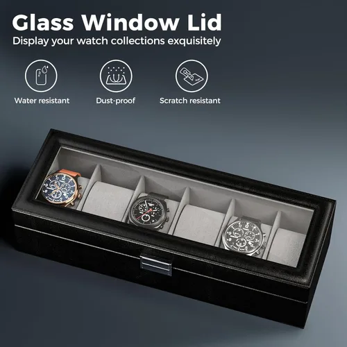 Vista 5 de ProCase Paquete de caja de reloj con caja de reloj de 6 ranuras